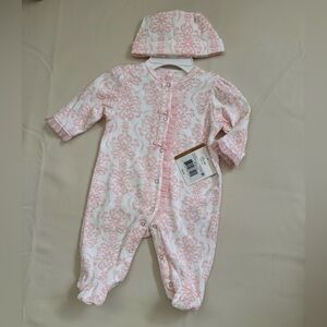 Little Me Pink Damask Baby Girl Footed One Piece